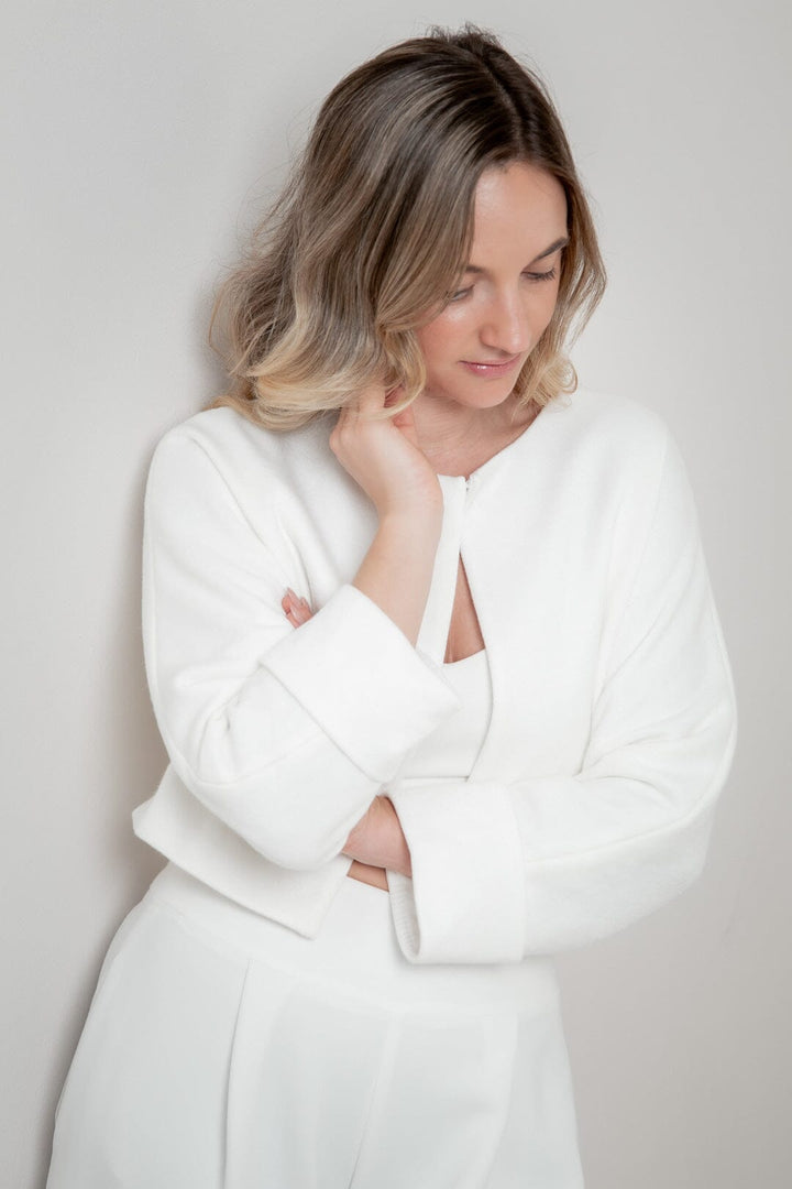 Kurze Braut Jacke aus Strickmix mit Kaschmir – noni