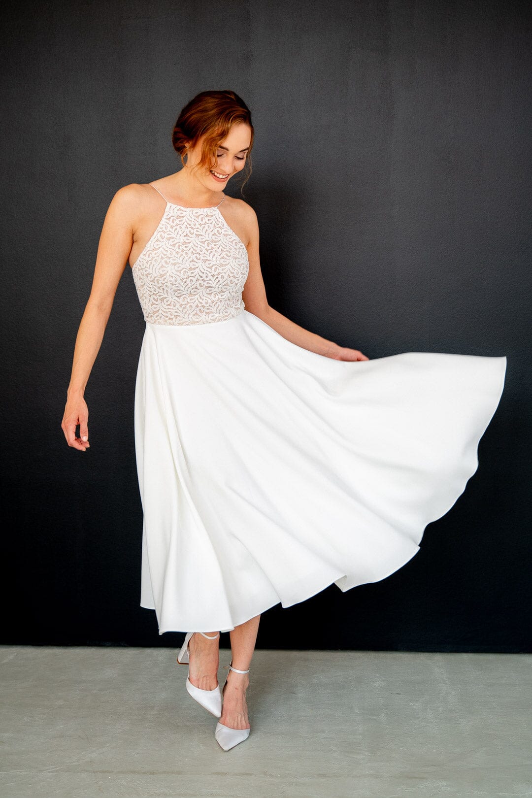 Kurzes Brautkleid mit dünnen Trägern – Junia noni One