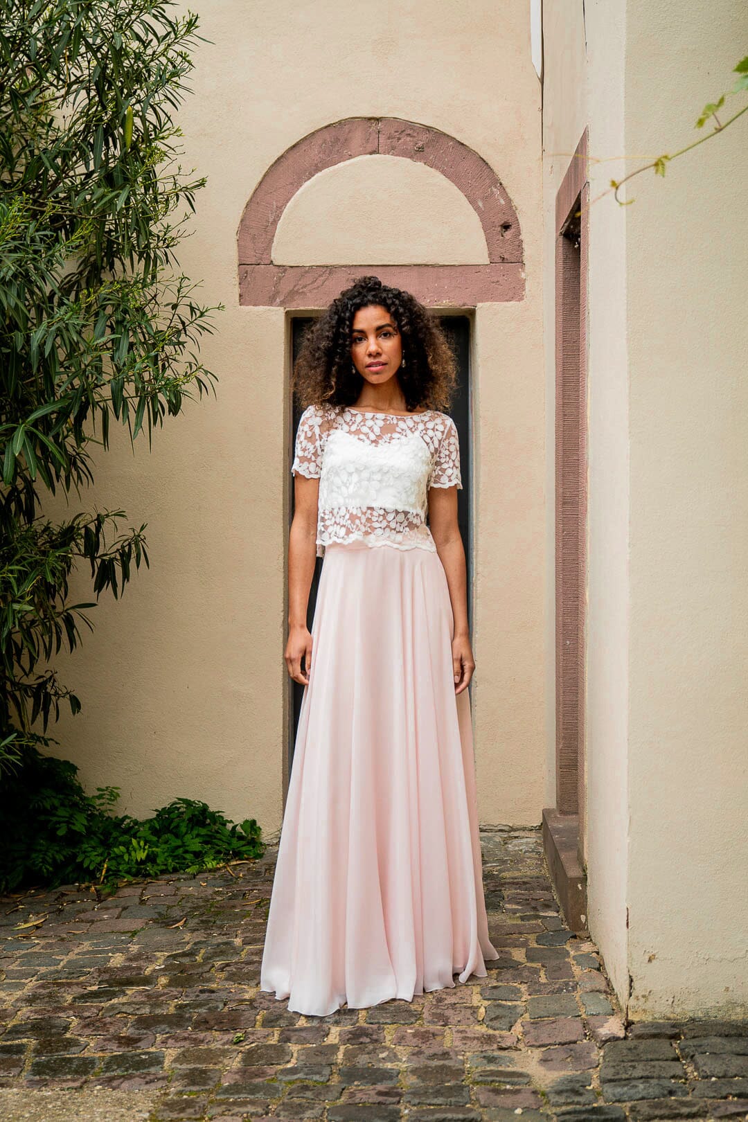 Langer Braut Rock aus Chiffon – Isla Rosé noni