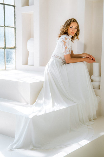 Langer Chiffonrock mit Schleppe – Nemy noni Selected