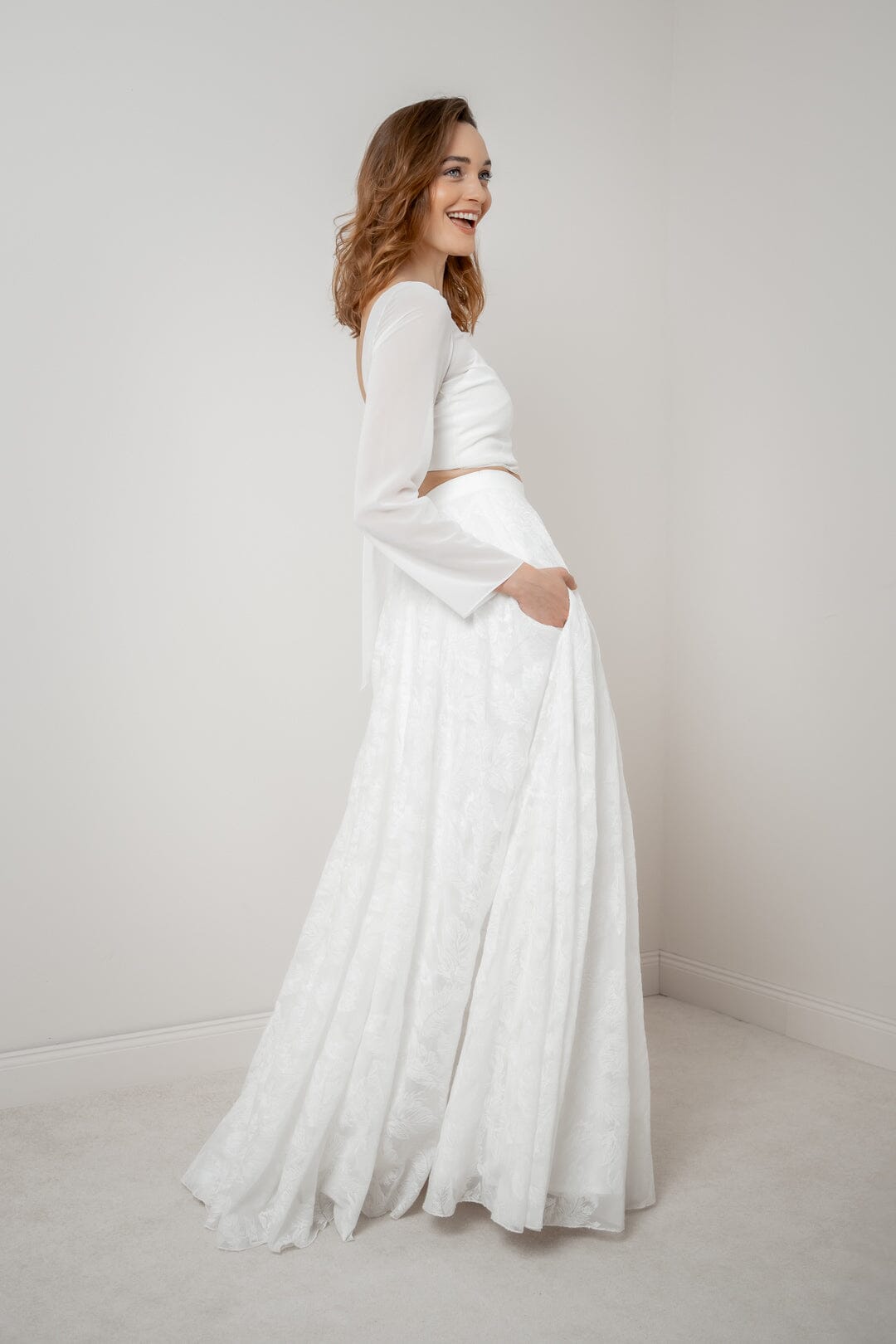 Langer Rock mit Federmuster – Gillianne noni Outlet