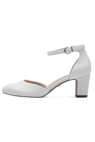 Leather pumps with ankle strap in white - Tamaris