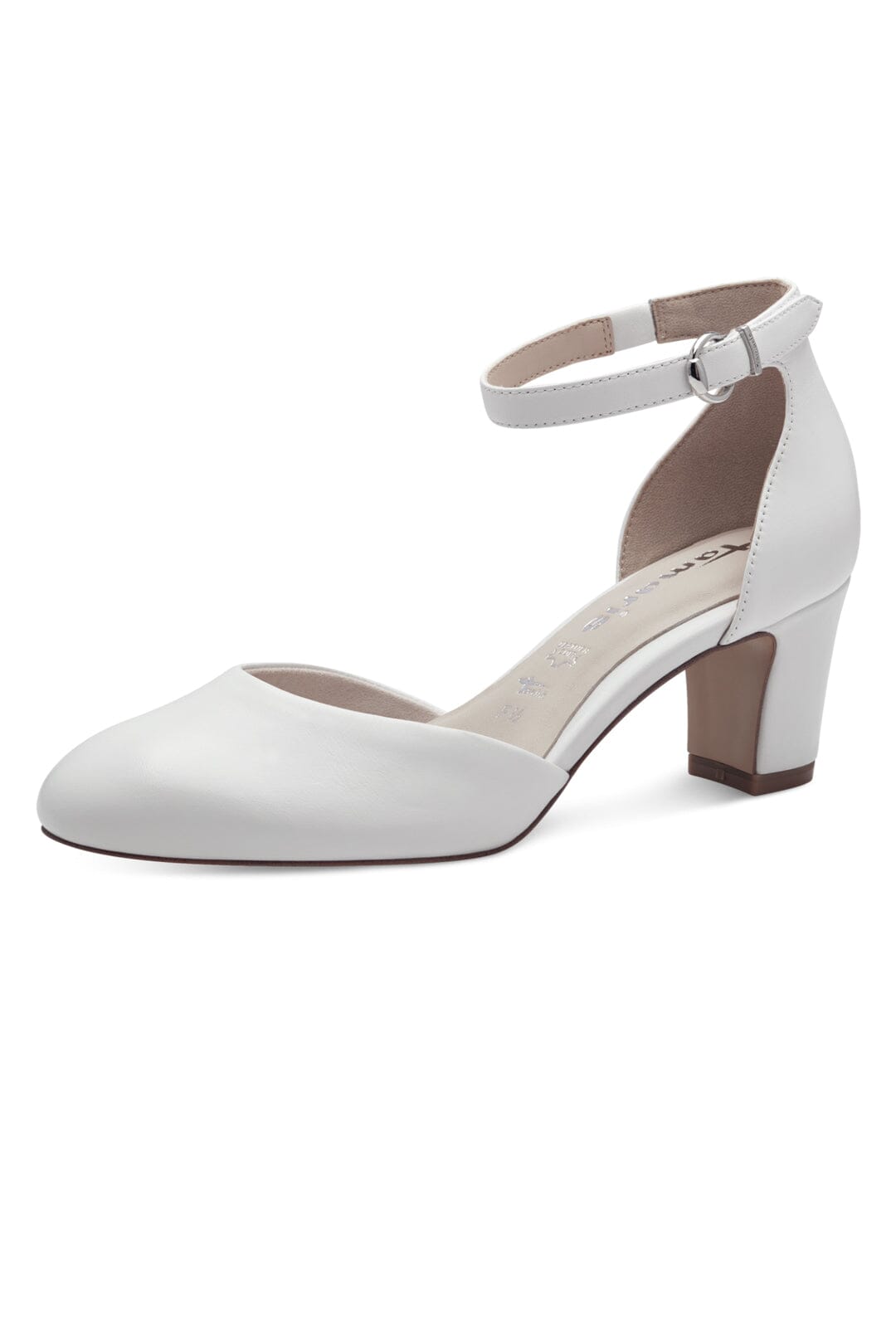 Leather pumps with ankle strap in white - Tamaris