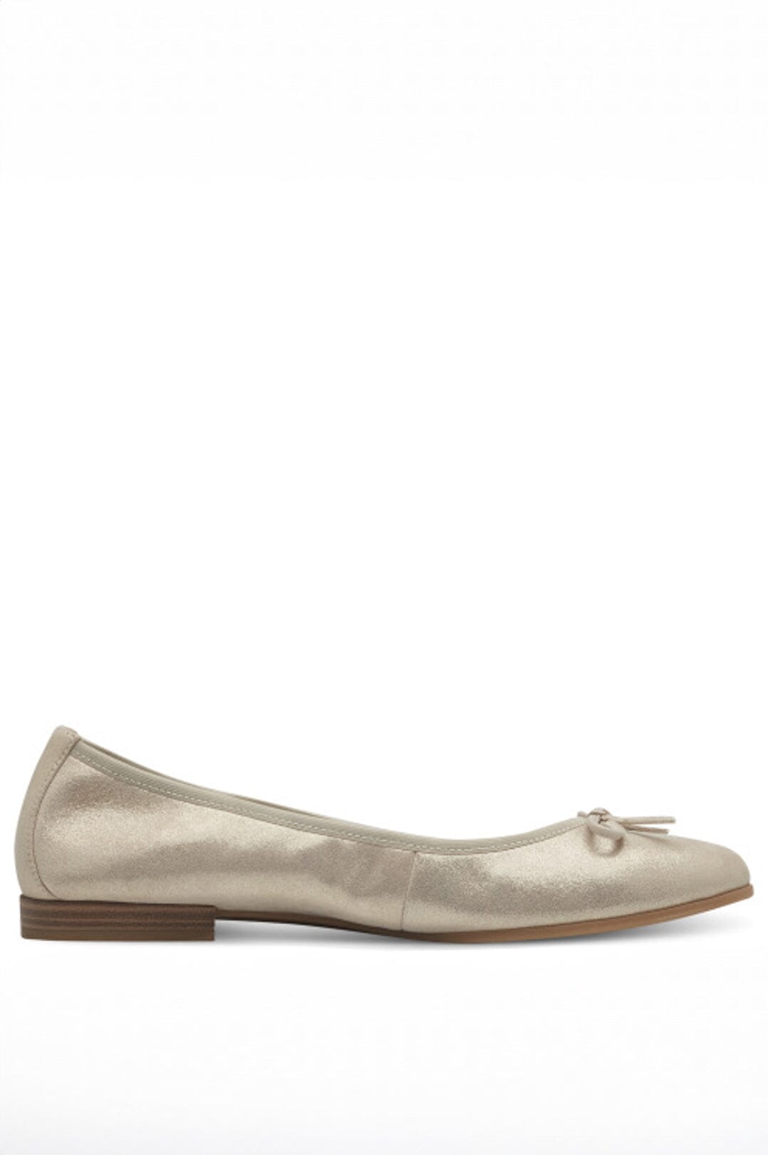 Lederballerina in Beige mit Metallic-Effekt – Tamaris