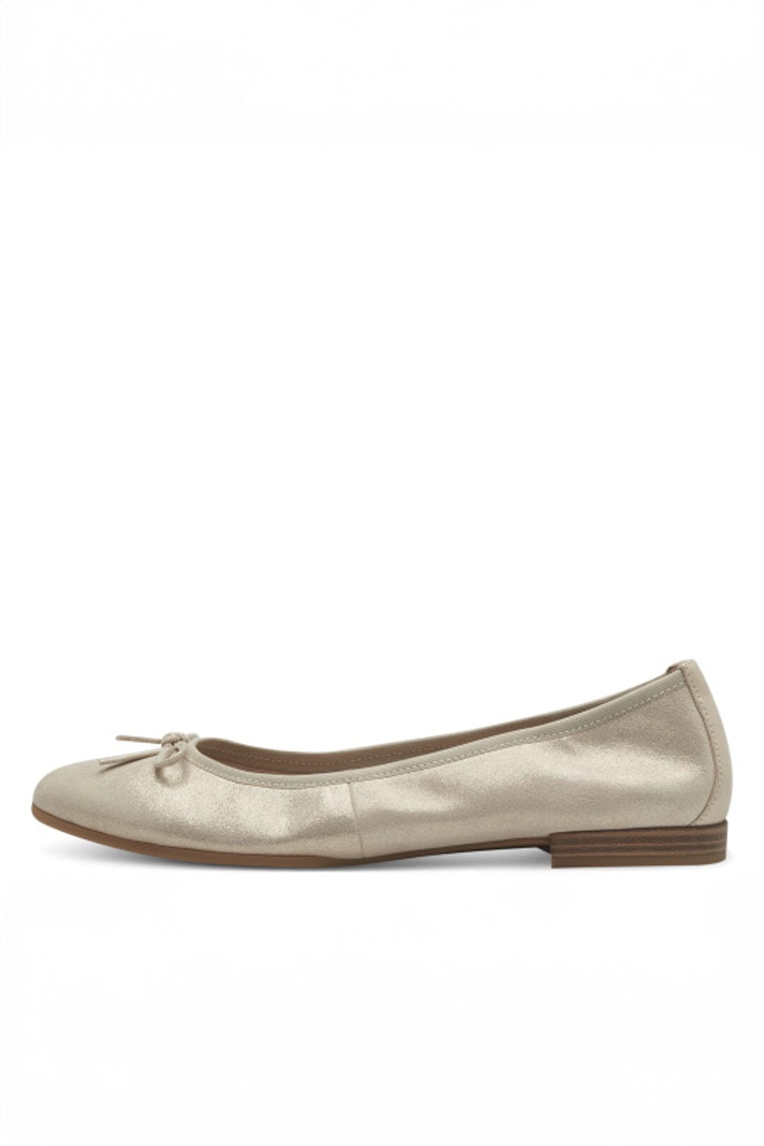 Lederballerina in Beige mit Metallic-Effekt – Tamaris