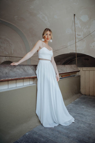 Maxi-Braut Rock in Ivory mit Beinschlitz – Jona noni