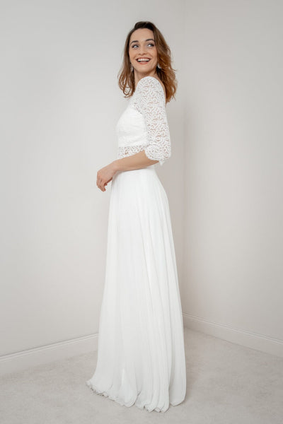 Maxi-Braut Rock in Ivory mit Beinschlitz – Jona noni