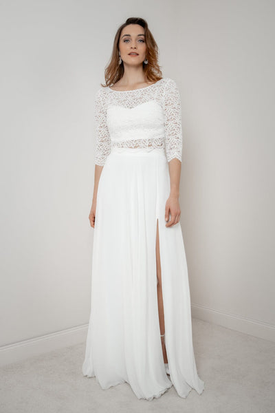 Maxi-Braut Rock in Ivory mit Beinschlitz – Jona noni
