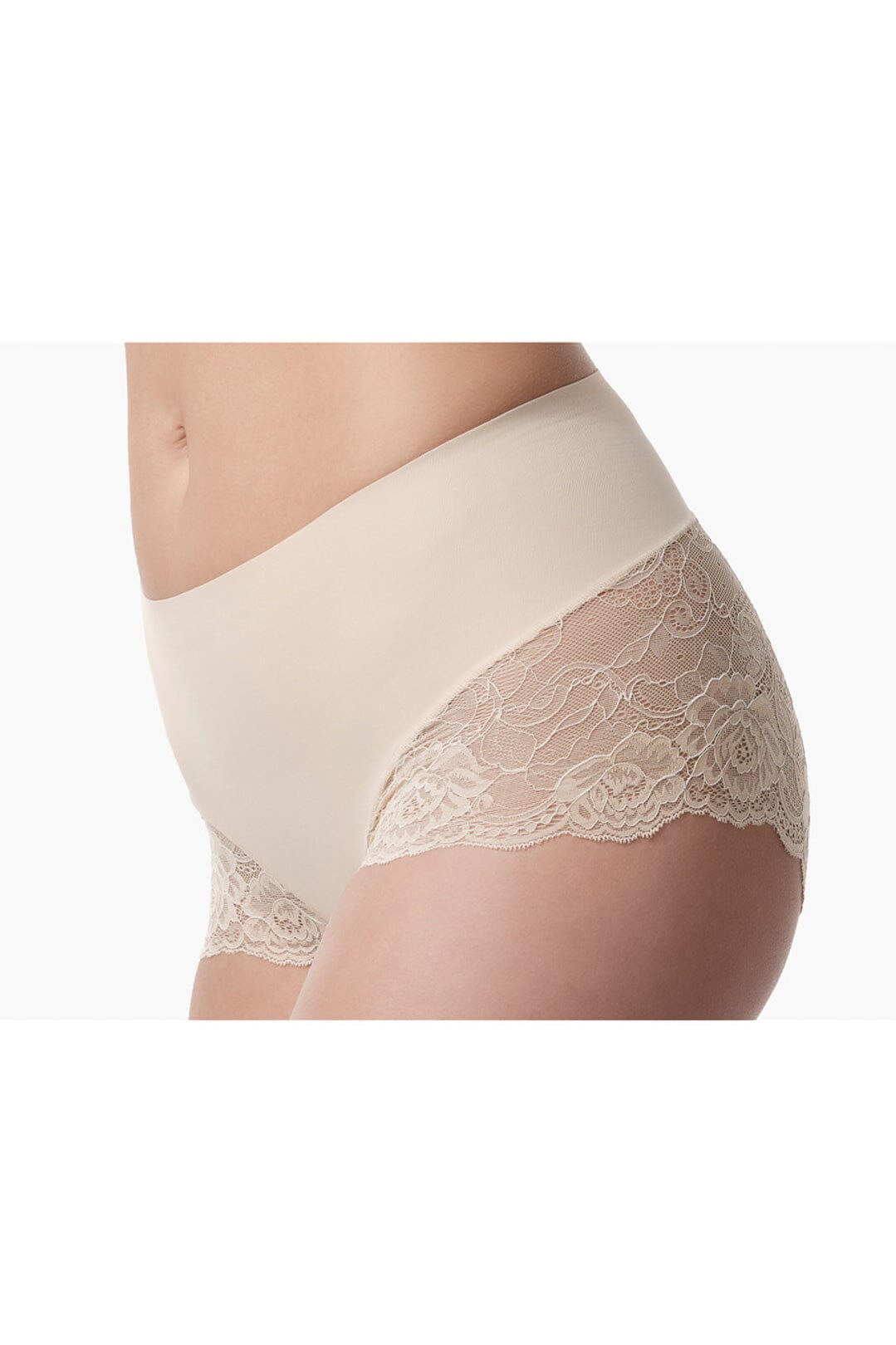 Figurformende Mid-Waist Spitzenshorts in Nude