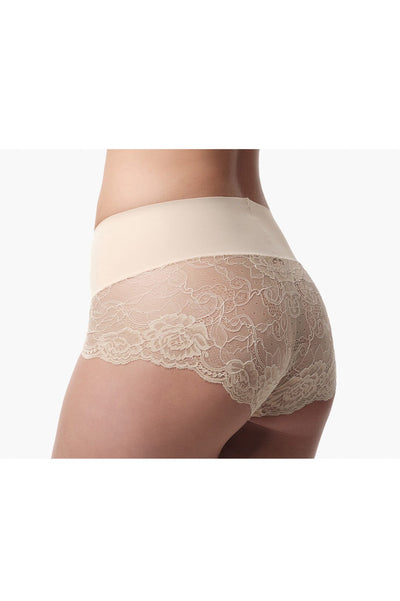 Figurformende Mid-Waist Spitzenshorts in Nude