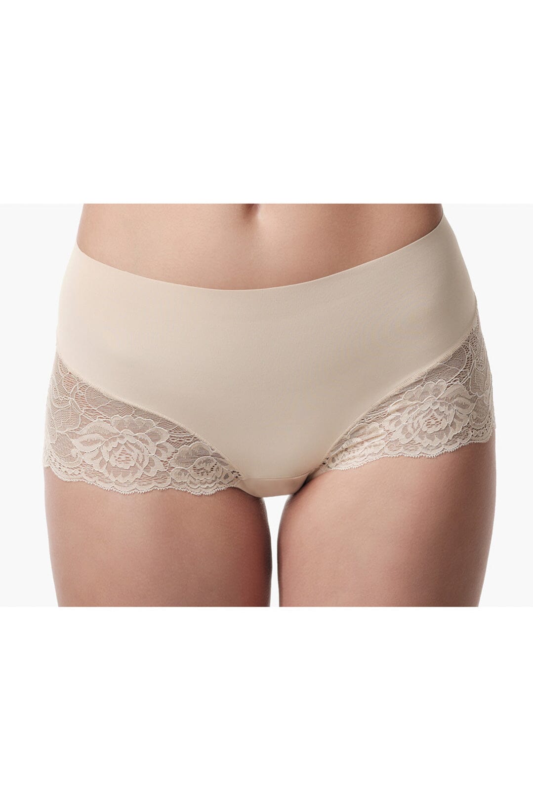 Figurformende Mid-Waist Spitzenshorts in Nude