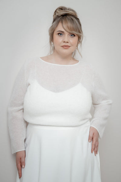 Plus Size Braut Pullover aus Mohair-Strickmix – Suvi noni Curvy