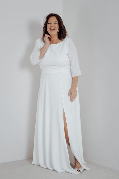 Plus Size Braut Rock mit Schlitz und Zierknöpfen – Eira noni Curvy