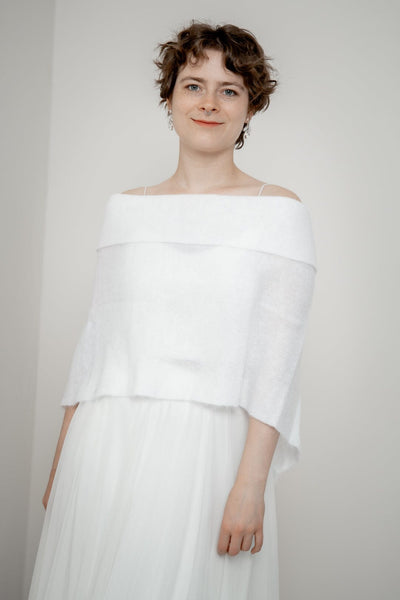 Poncho aus Mohair-Strickmix