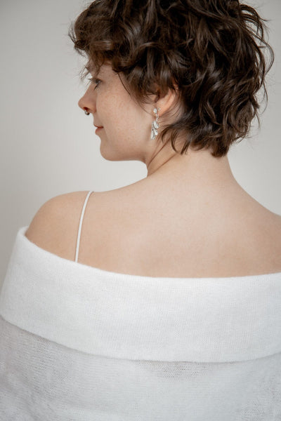 Poncho aus Mohair-Strickmix