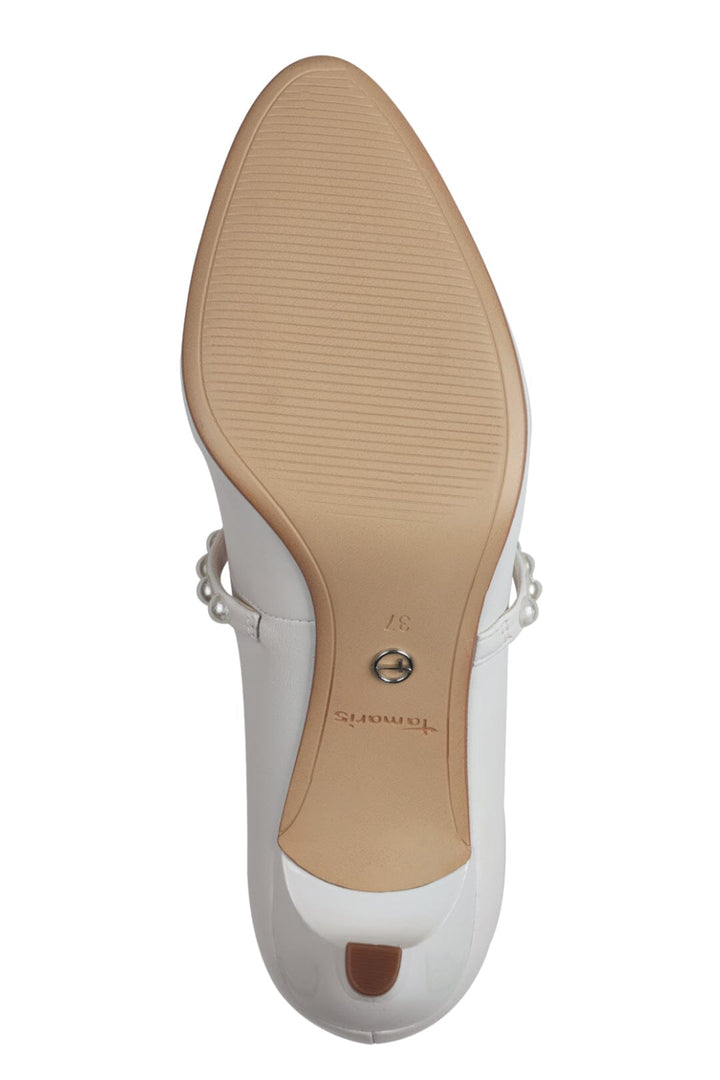 Riemchenpumps mit Perlen in Weiß – Tamaris – noni - Main Image