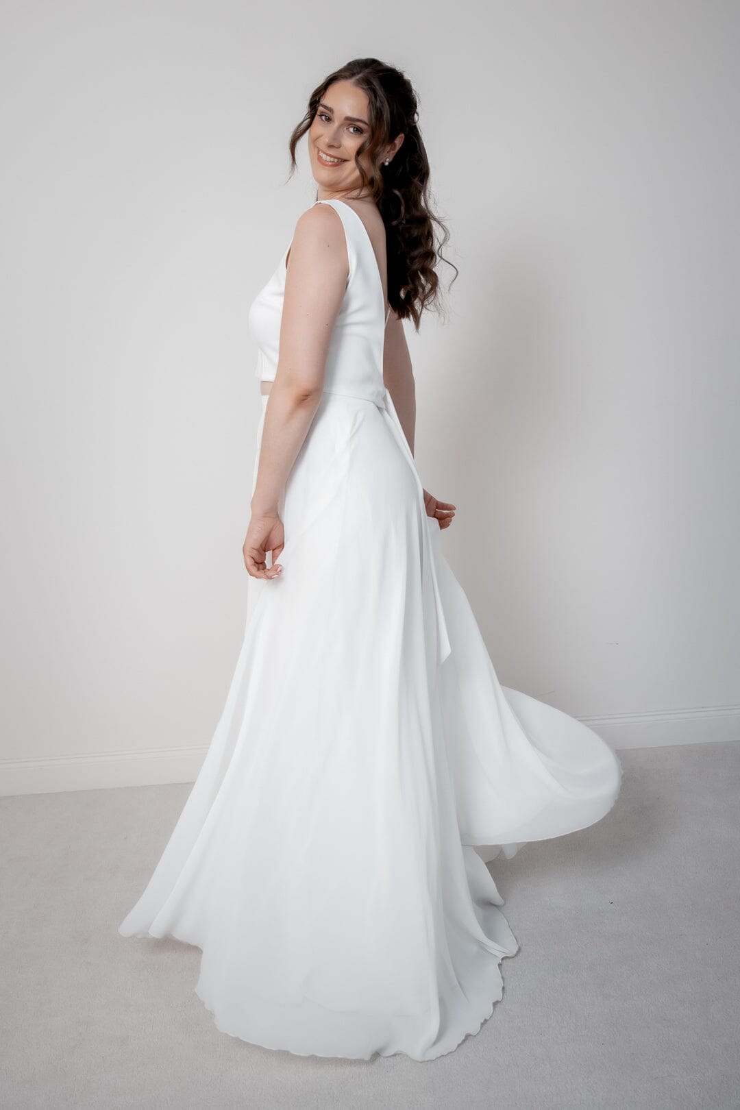 Rückenfreies Braut Top – Liza Ivory Eco noni