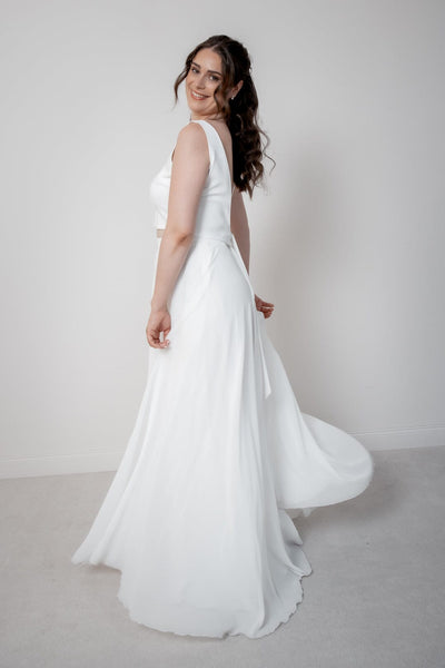 Rückenfreies Braut Top – Liza Ivory Eco noni