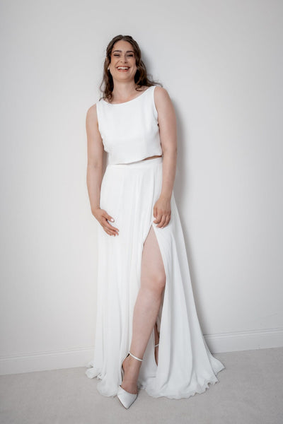 Rückenfreies Braut Top – Liza Ivory Eco noni