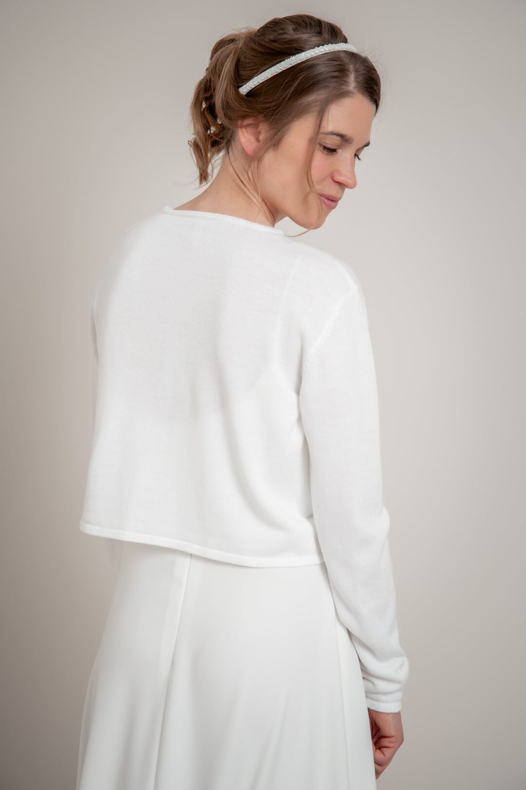 Simple Ivory Bridal Cardigan - Main Image