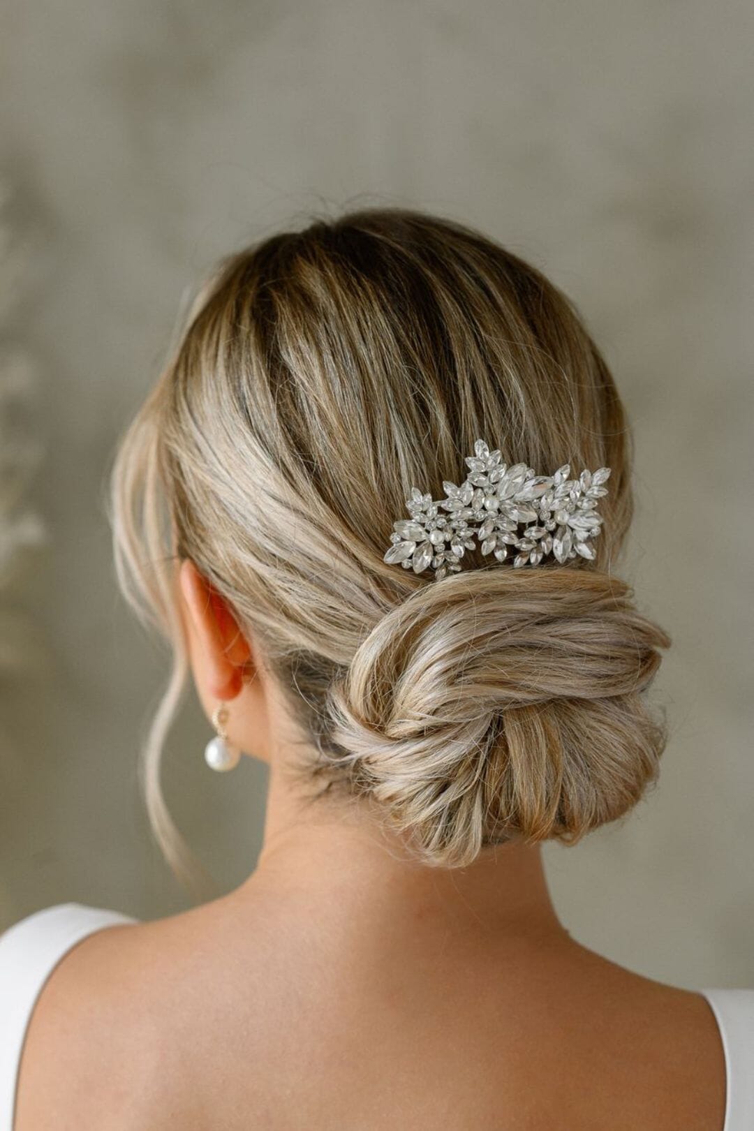 Silberner Braut Haarkamm mit Kristallen