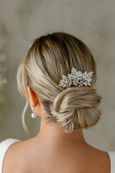 Silberner Braut Haarkamm mit Kristallen