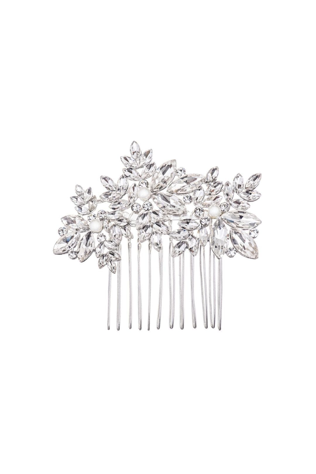 Silberner Braut Haarkamm mit Kristallen