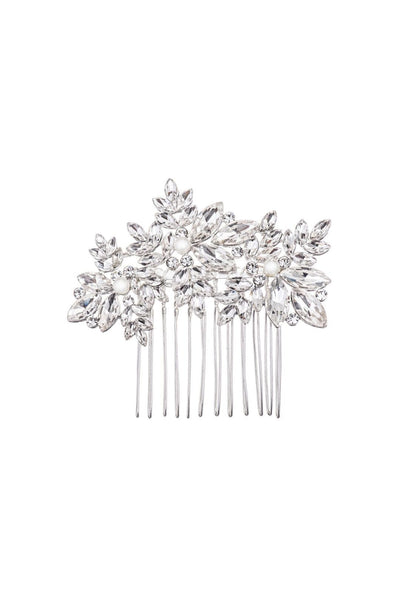 Silberner Braut Haarkamm mit Kristallen