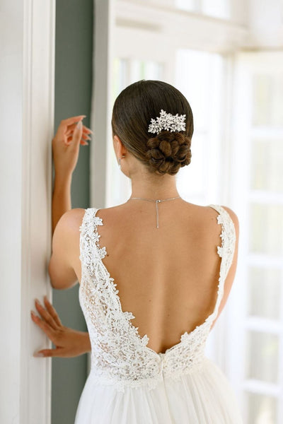 Silberner Braut Haarkamm mit Kristallen