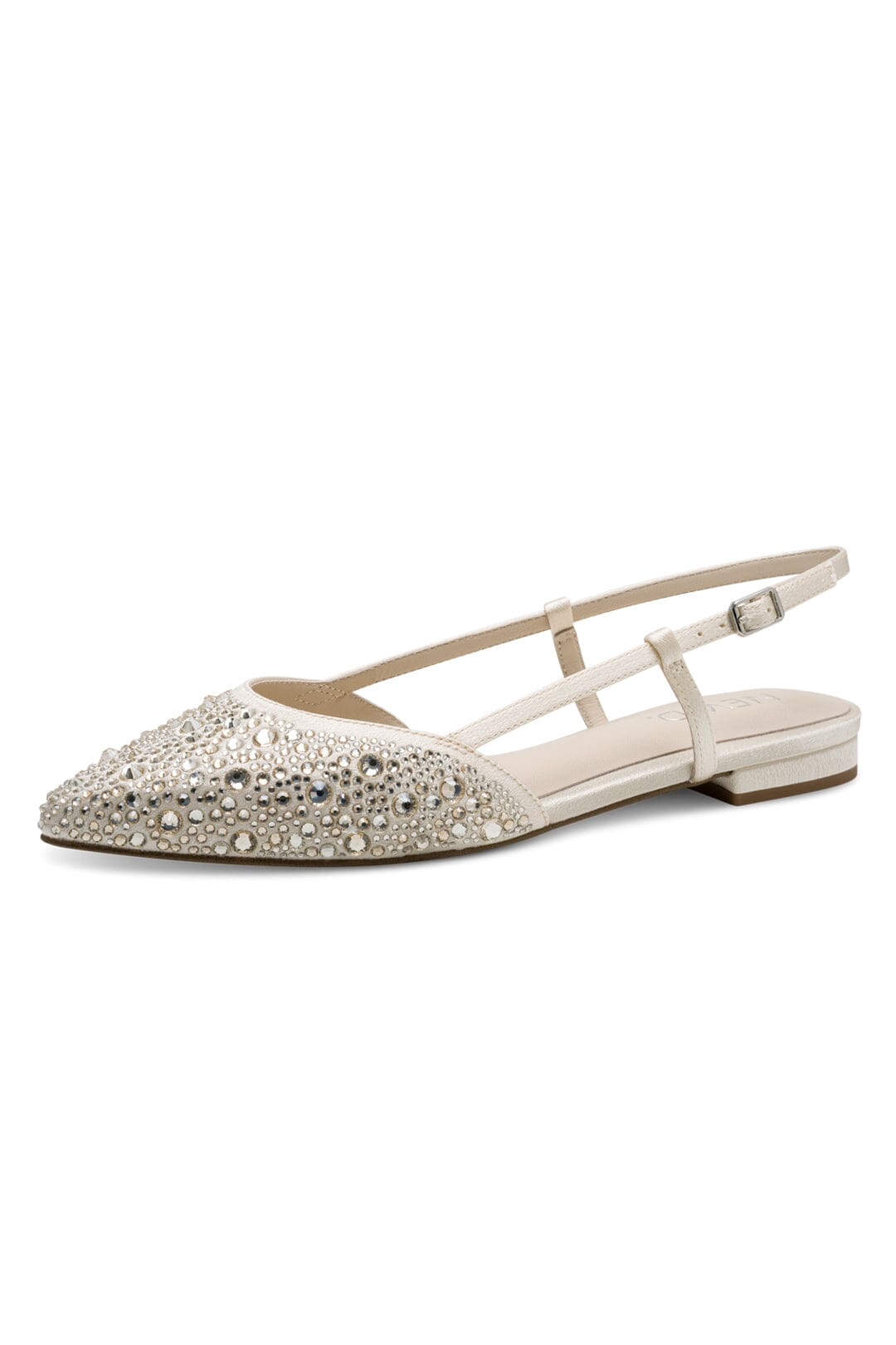 Flache Slingbacks in Ivory Glam mit Strass-Verzierung – NEWD