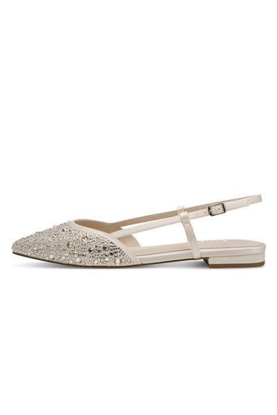 Flache Slingbacks in Ivory Glam mit Strass-Verzierung – NEWD