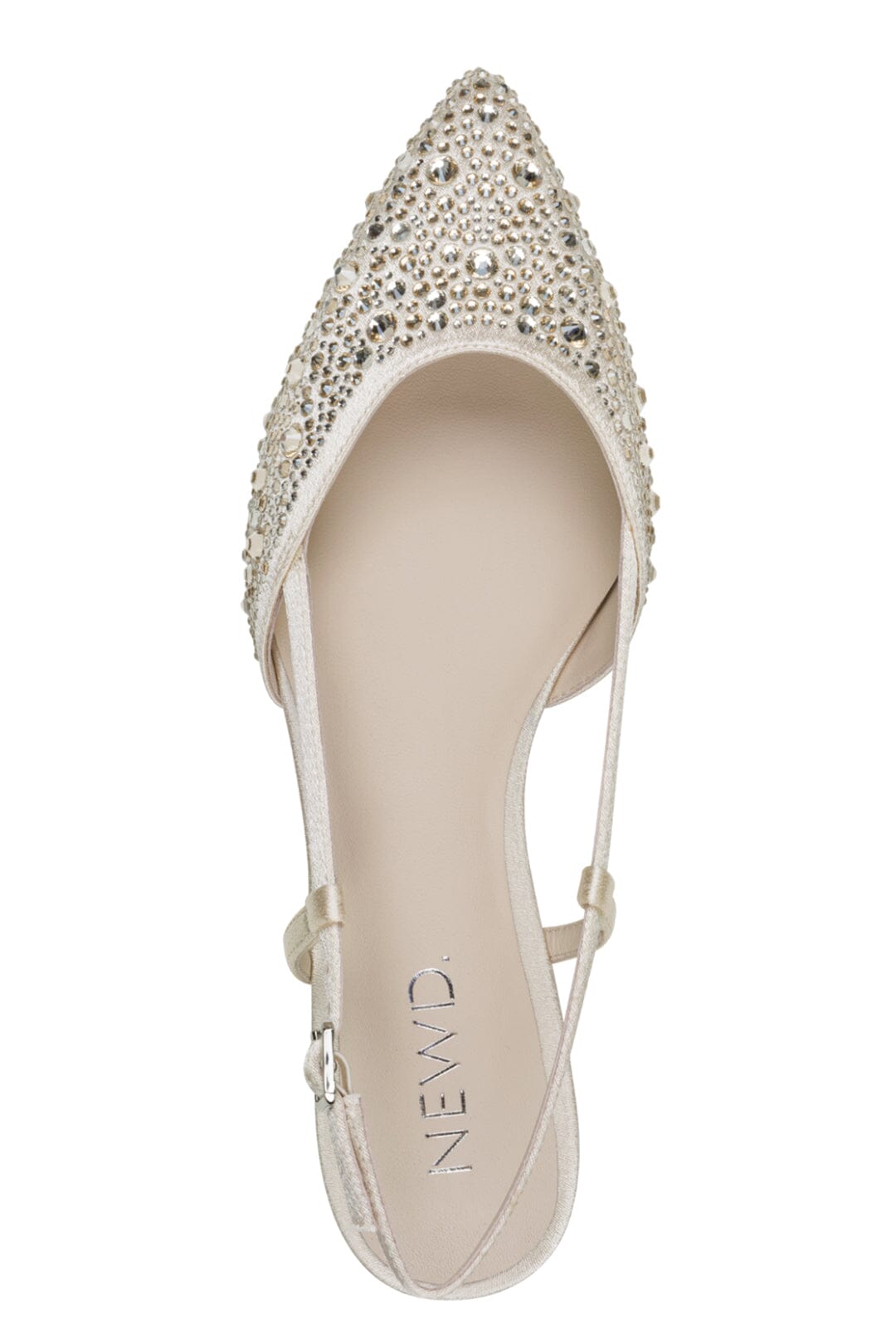 Flache Slingbacks in Ivory Glam mit Strass-Verzierung – NEWD