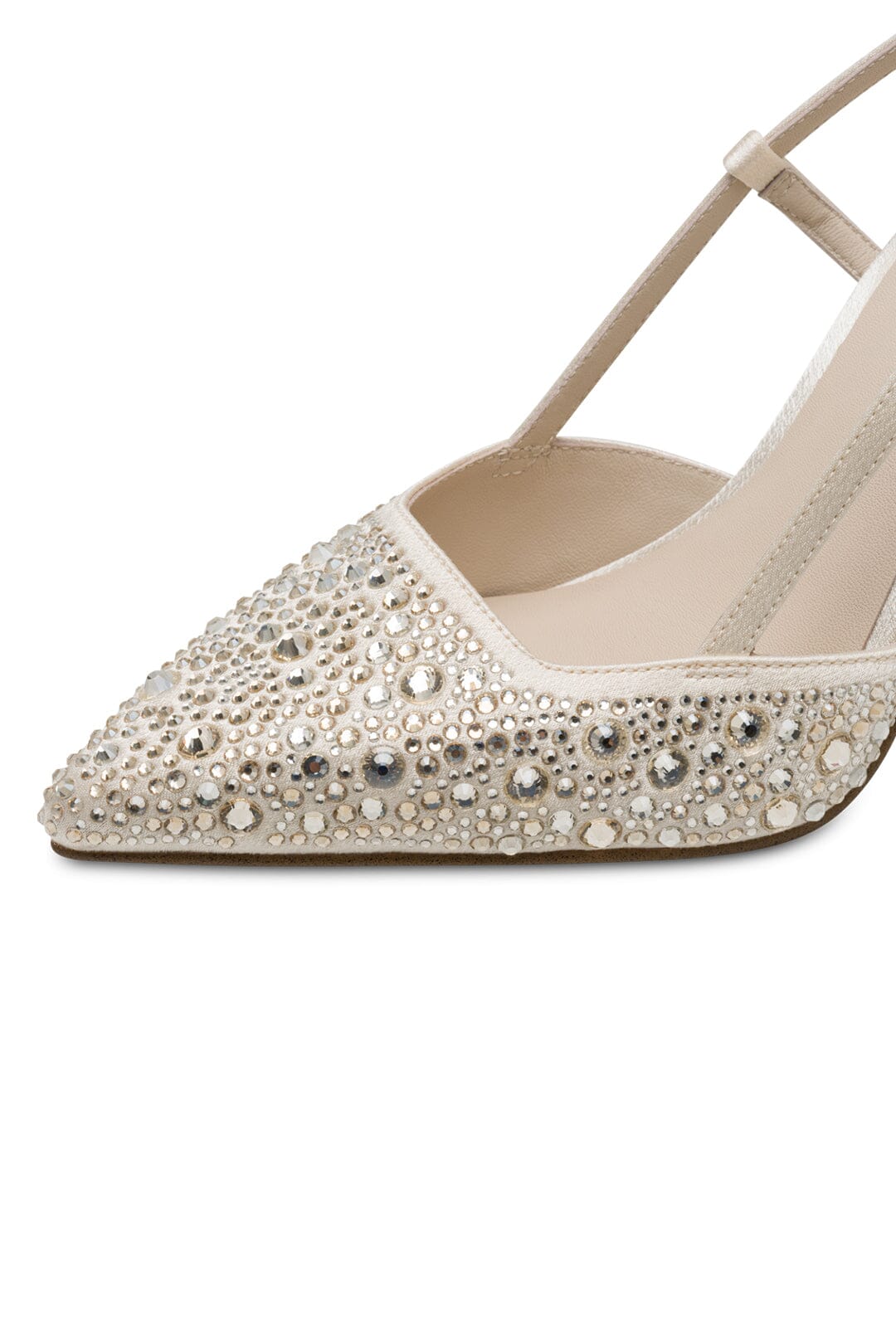 Spitze Slingpumps in Ivory Glam mit Strass-Steinen – NEWD