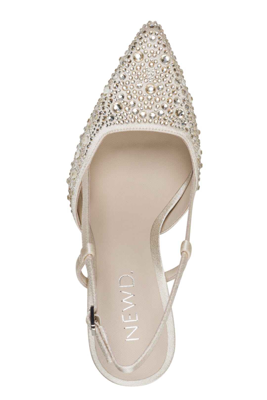 Spitze Slingpumps in Ivory Glam mit Strass-Steinen – NEWD