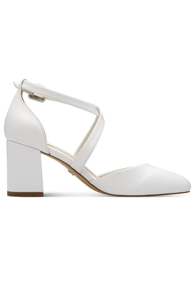 Weiße Brautschuhe im Cross-Strap-Look – Tamaris