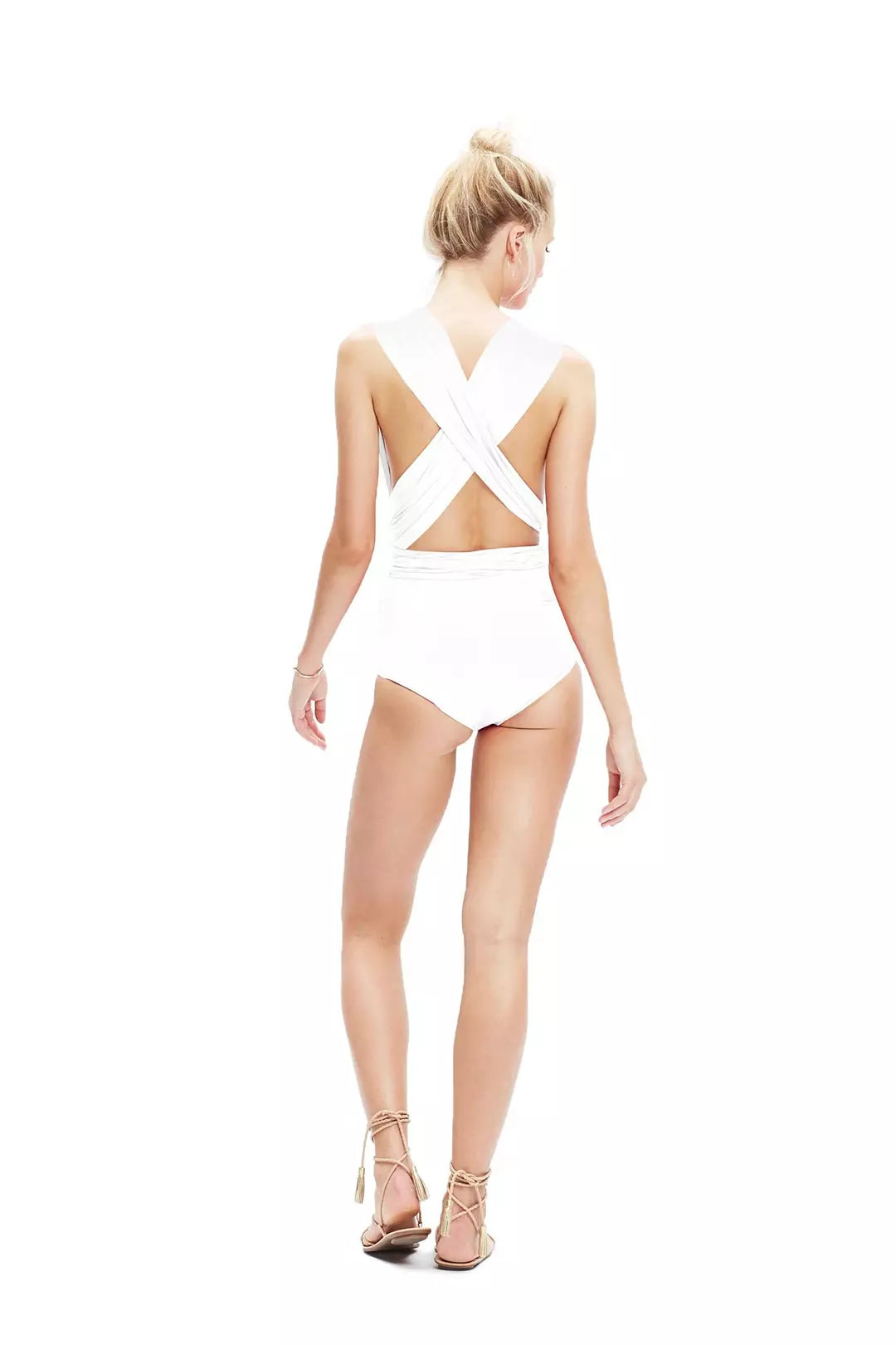 Badeanzug mit Wickeloberteil – Swimsuit Ivory