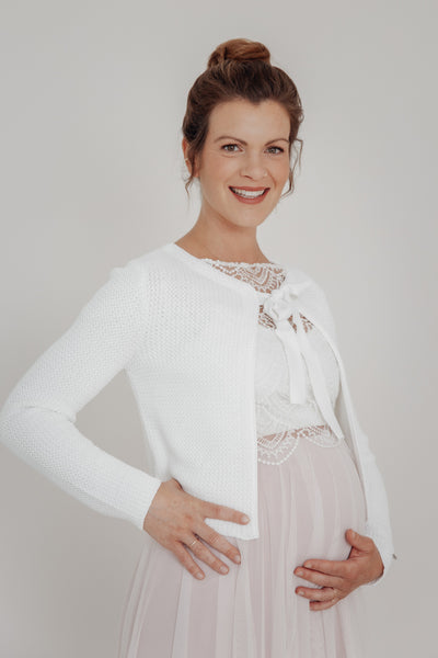 Braut Cardigan aus Stretch-Strick mit Schleife