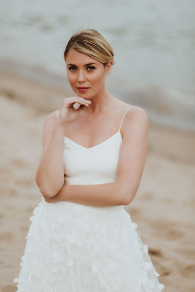 Crop Top für die Braut mit dünnen Trägern in Ivory - Corie