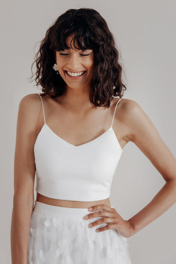Crop Top für die Braut mit dünnen Trägern in Ivory – Corie crop noni