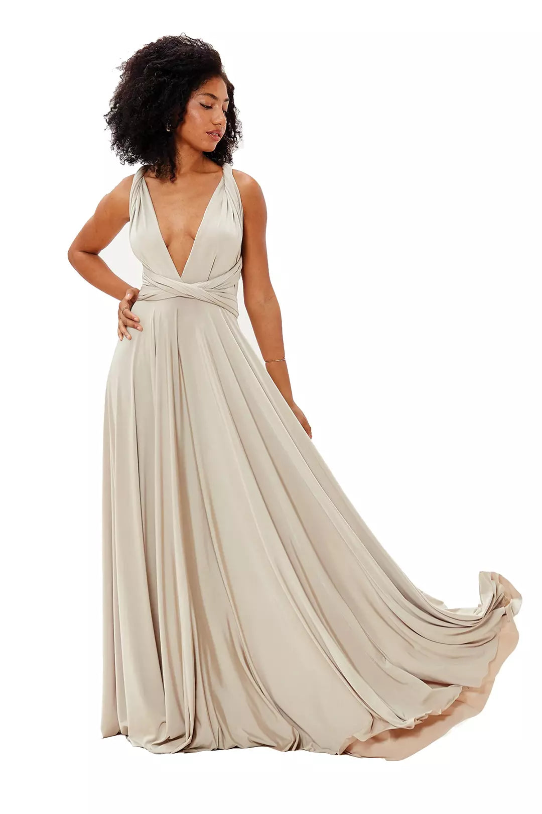 Brautjungfernkleid zum Binden in Creme - Ballgown Oyster