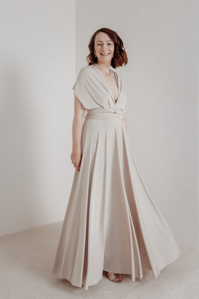 Brautjungfernkleid zum Binden in Creme - Ballgown Oyster