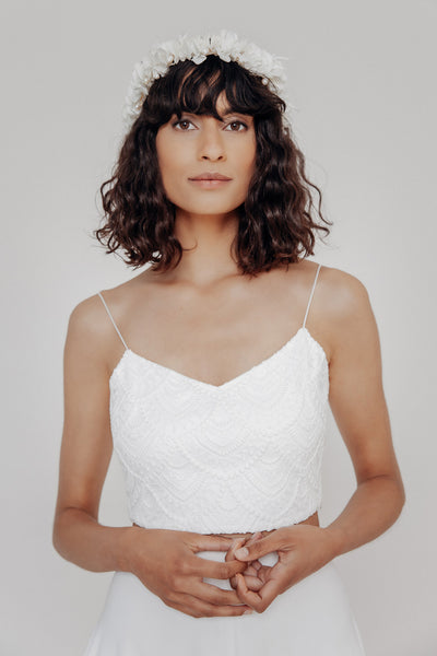 Extra kurzes Braut Top aus Vintage-Spitze – Niah Cropped