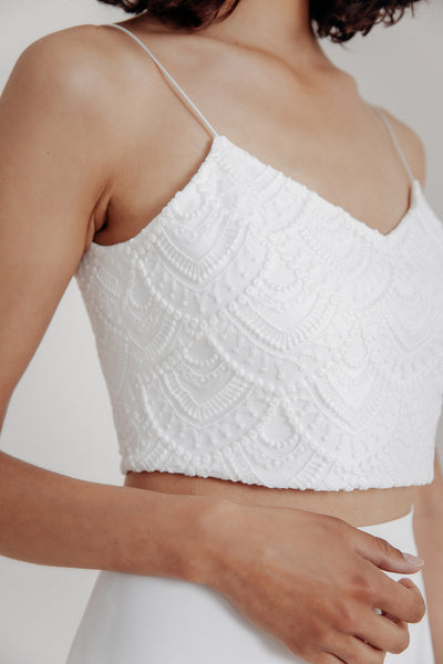 Extra kurzes Braut Top aus Vintage-Spitze – Niah Cropped