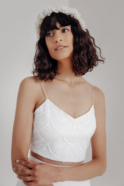 Extra kurzes Braut Top aus Vintage-Spitze – Niah Cropped