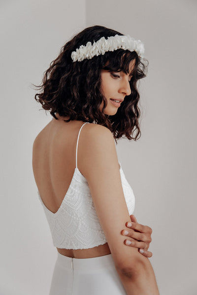 Extra kurzes Braut Top aus Vintage-Spitze – Niah Cropped