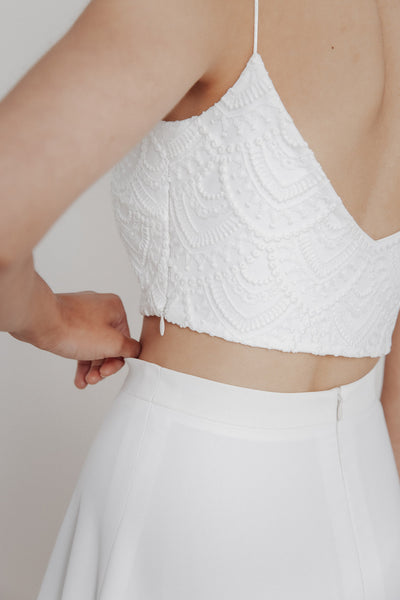 Extra kurzes Braut Top aus Vintage-Spitze – Niah Cropped