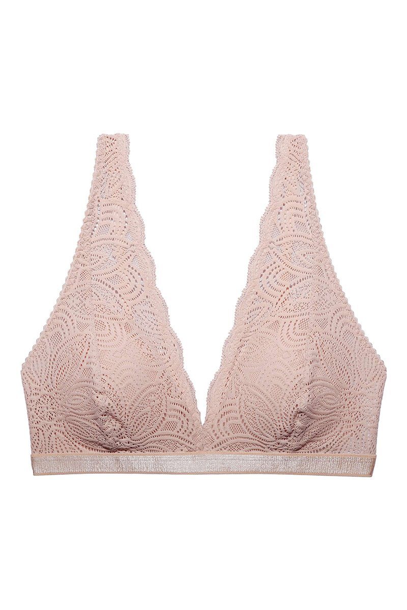 BH mit breiten Trägern und Muschelsaum - Luna High Apex Bra, Light Beige