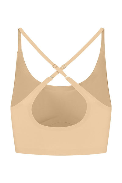 Bra Top, Bustier mit Rundhalsausschnitt, Rückseite, Beige