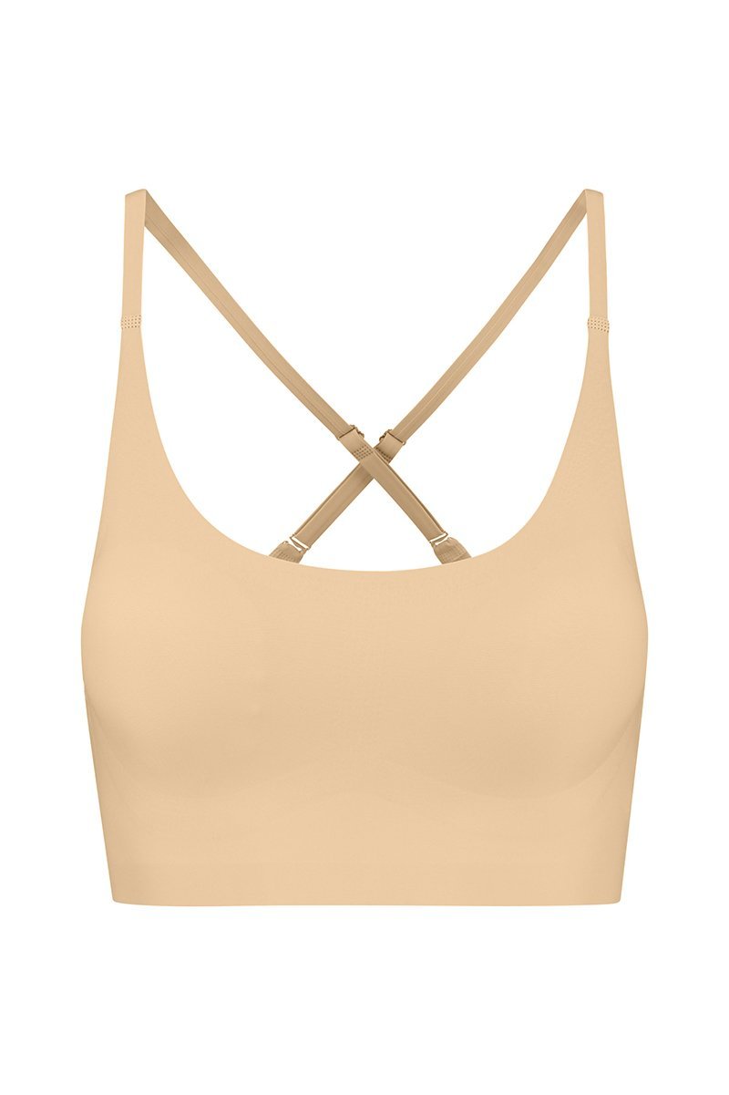 Bra Top, Bustier mit Rundhalsausschnitt, Front, Beige