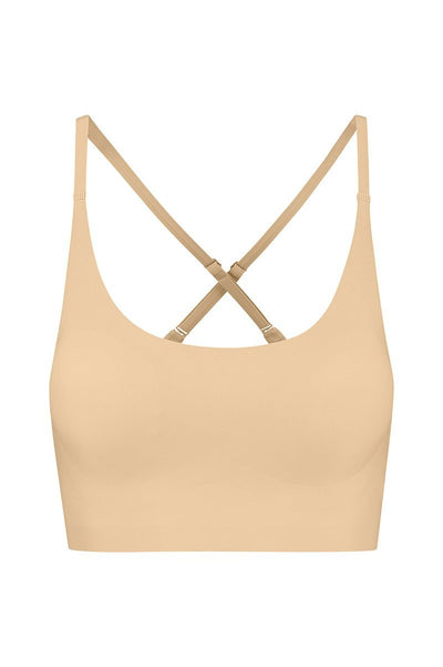 Bra Top, Bustier mit Rundhalsausschnitt, Front, Beige